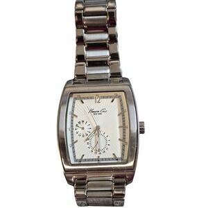 Kenneth Cole New York Men Rectangular Silver Tone Stainless Steel Watch